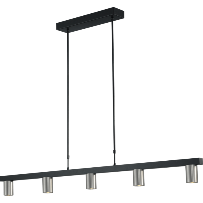 Hanglamp Bounce zwart/mat nikkel 5-lichts - breedte 130cm - exclusief 5x GU10 - MASTERLIGHT