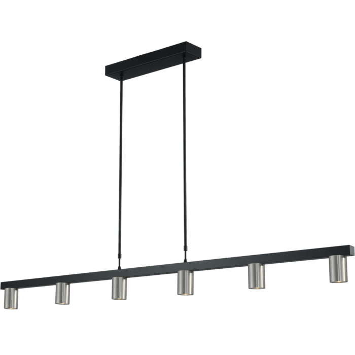 Hanglamp Bounce zwart/mat nikkel 6-lichts - breedte 160cm - exclusief 6x GU10 - MASTERLIGHT