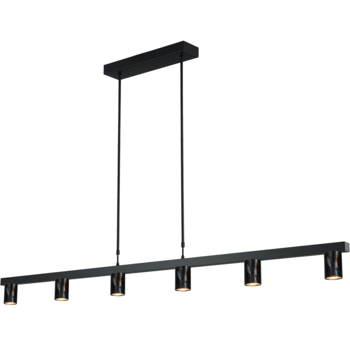 Hanglamp Bounce zwart/dappled oil 6-lichts - breedte 160cm - exclusief 6x GU10 - MASTERLIGHT