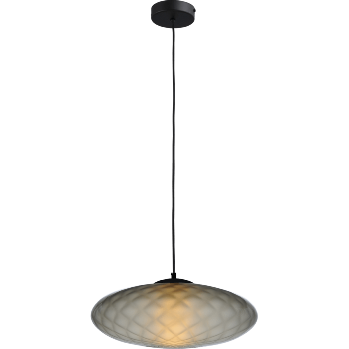 Hanglamp Bottega 1-lichts zwart - kabel 150cm - glas smoke Ø40cm - MASTERLIGHT