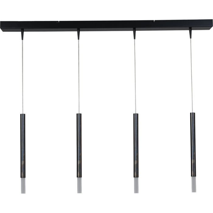 Hanglamp Flute 4-lichts zwart/antiek messing 100x8cm