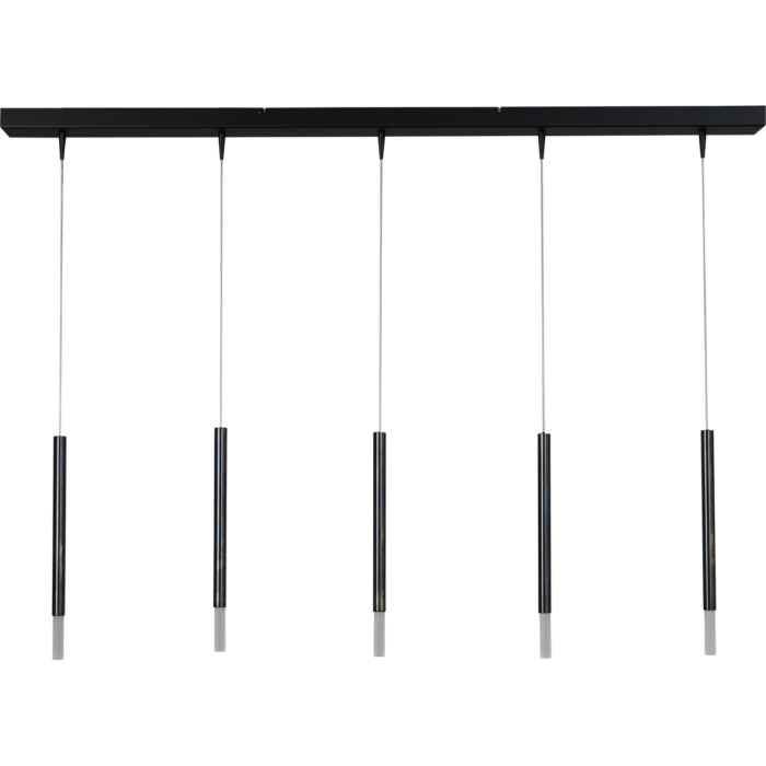 Hanglamp Flute 5-lichts zwart/dappled oil 130x8cm