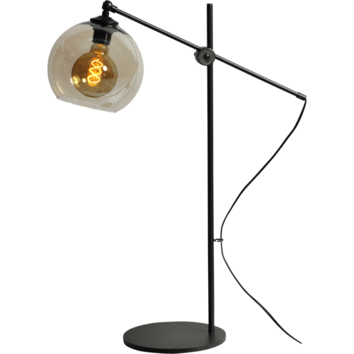 Tafellamp Bella - 1-lichts zwart - hoogte:71cm glas smoke Ø20cm - MASTERLIGHT