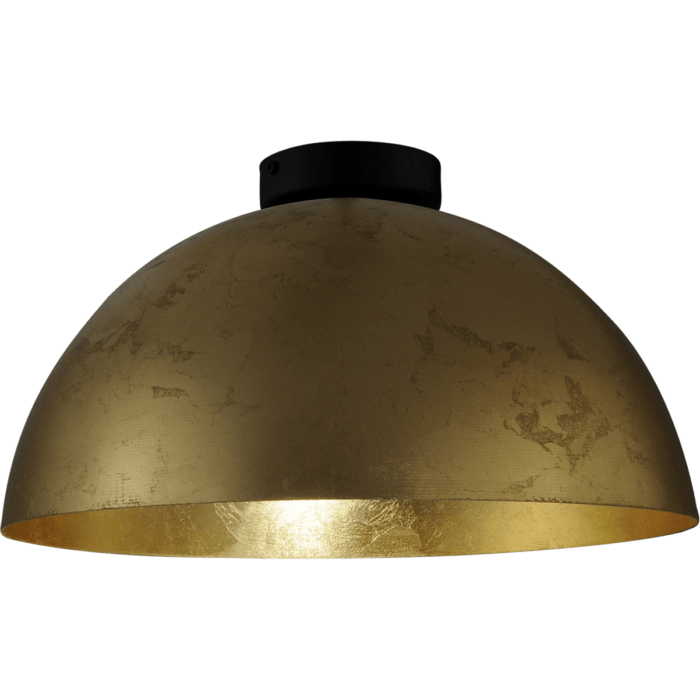 Plafondlamp Larino Ø30cm bladgouden buitenkant - bladgouden binnenkant - zwarte plafondkop - MASTERLIGHT