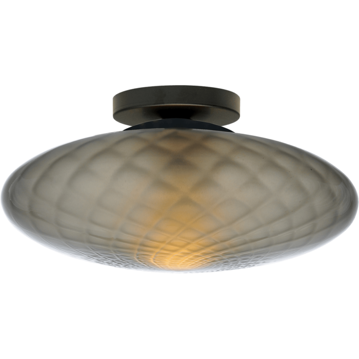 Plafondlamp Bottega 1-lichts zwart - canopy Ø10 -8cm - glas smoke Ø30cm - MASTERLIGHT